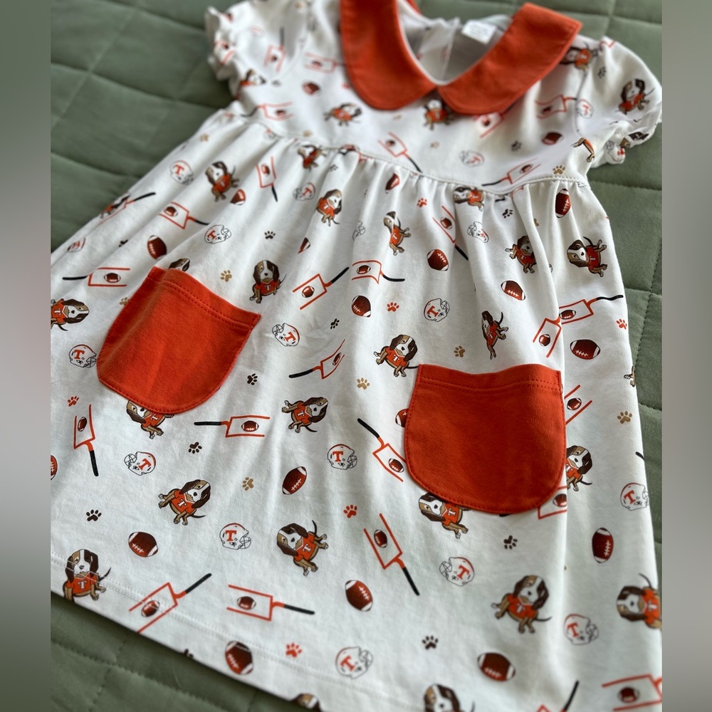 La Luna Girls Susie Pocket Dress Collar Orange University Tennessee VOLS size 2T